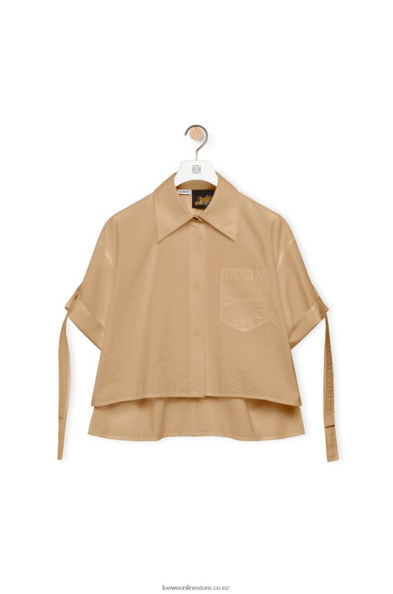 Loewe Women Cropped workwear shirt in cotton Taos Taupe LH60R864