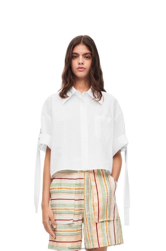 Loewe Women Cropped workwear shirt in cotton White LH60R877