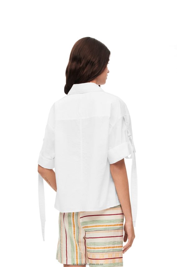 Loewe Women Cropped workwear shirt in cotton White LH60R877