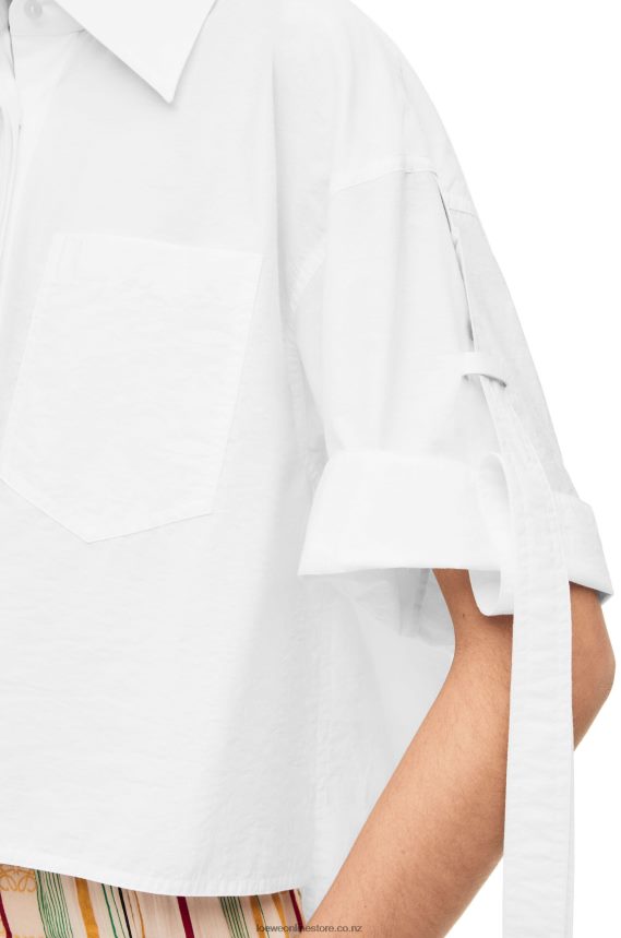 Loewe Women Cropped workwear shirt in cotton White LH60R877