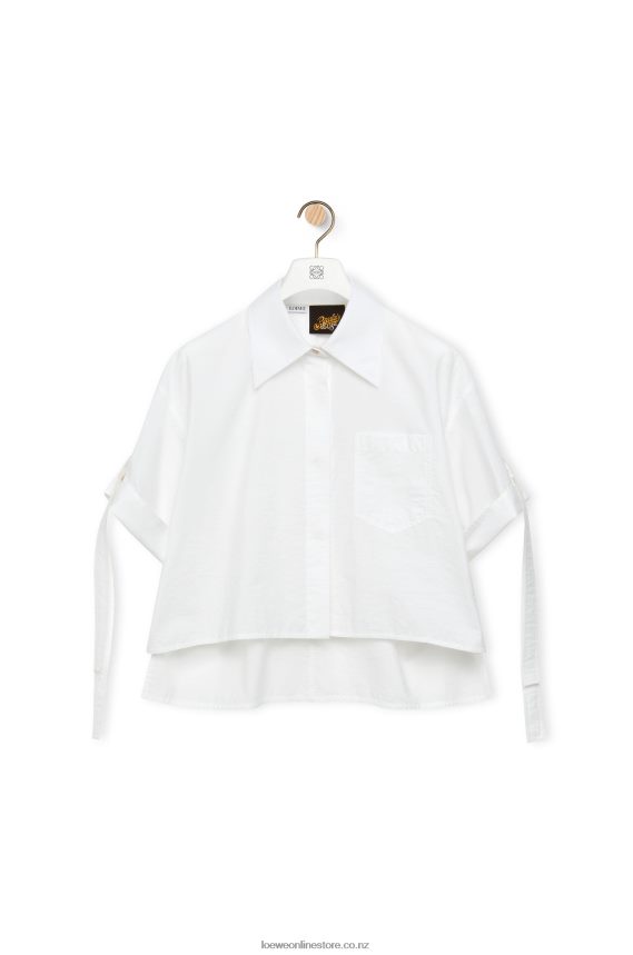 Loewe Women Cropped workwear shirt in cotton White LH60R877