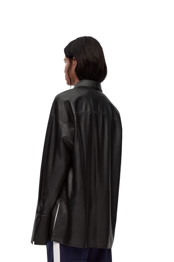 Loewe Women Deconstructed shirt in nappa lambskin Black LH60R887