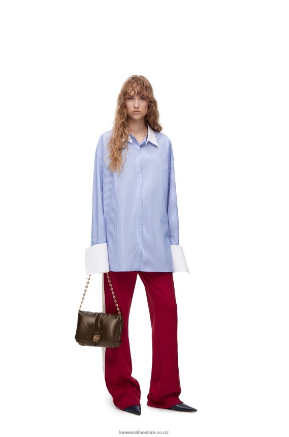 Loewe Women Deconstructed shirt in striped cotton Blue/White LH60R916