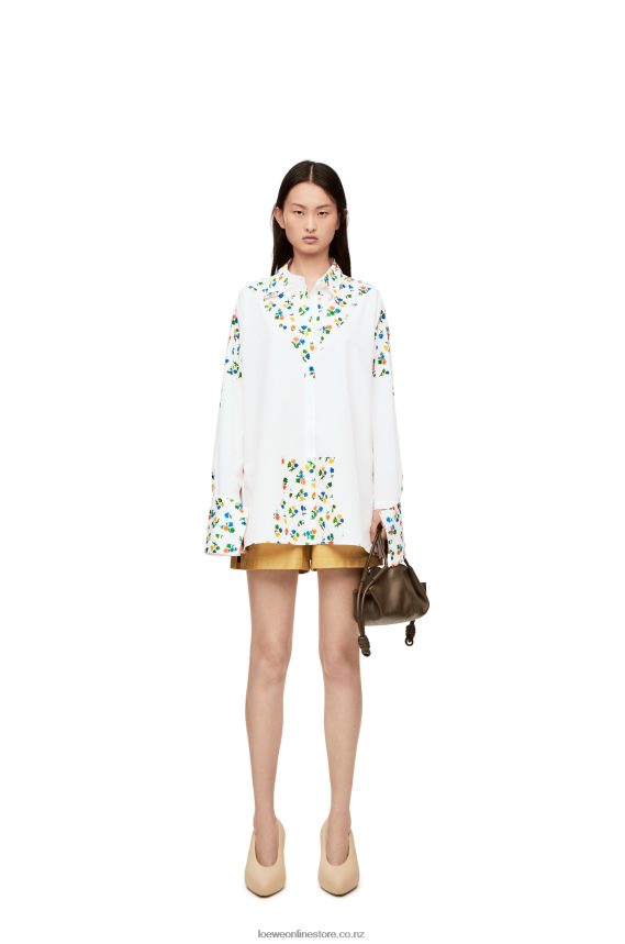 Loewe Women Flower deconstructed shirt in cotton poplin White LH60R889