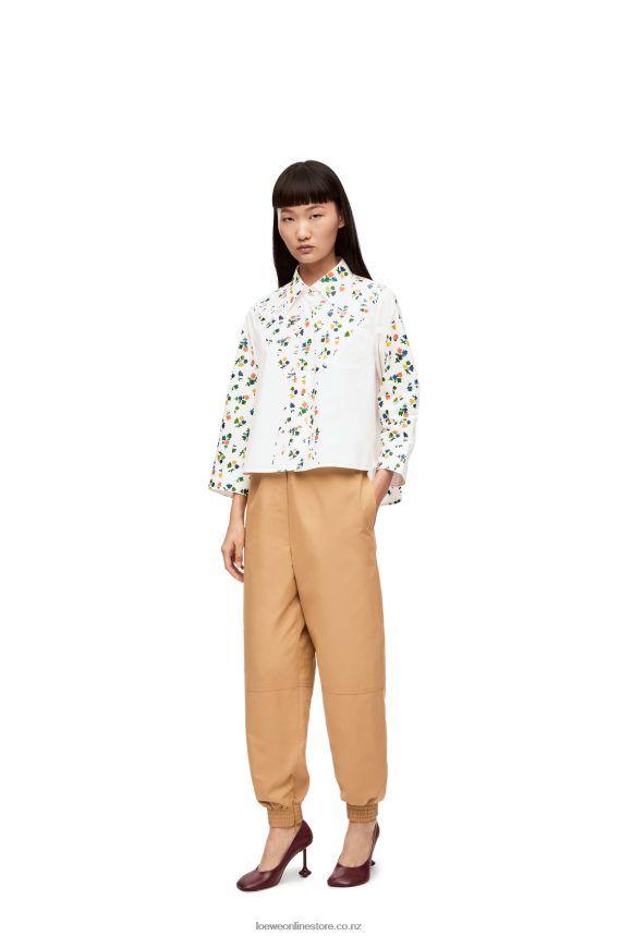 Loewe Women Flower trapeze shirt in cotton poplin White/Multicolor LH60R894