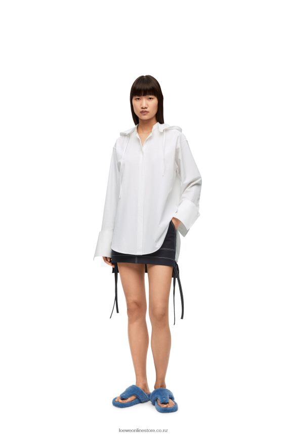 Loewe Women Hooded shirt in cotton White LH60R854