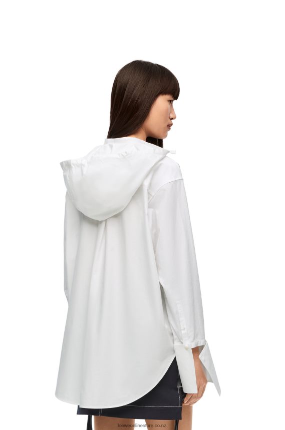 Loewe Women Hooded shirt in cotton White LH60R854