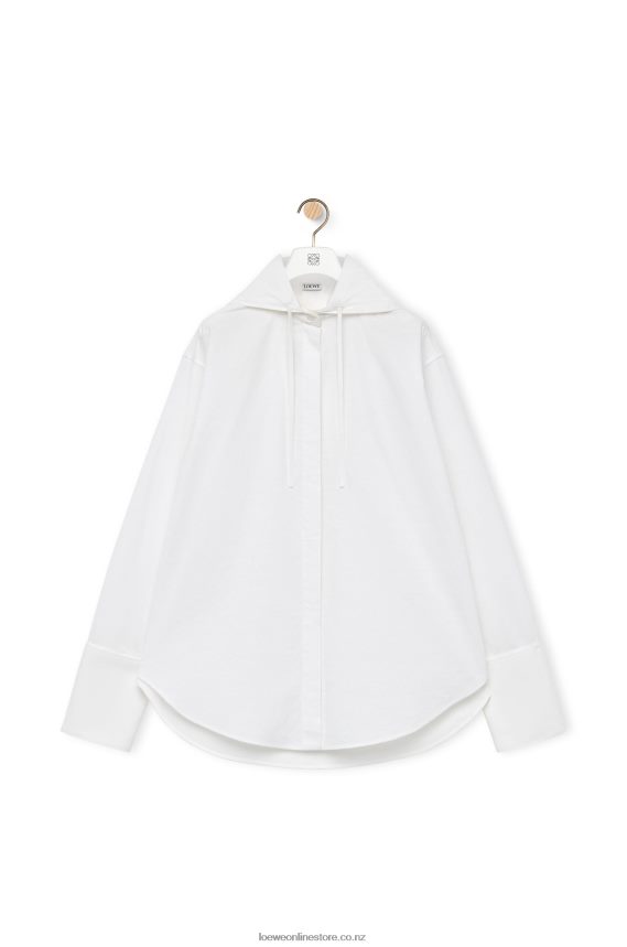 Loewe Women Hooded shirt in cotton White LH60R854