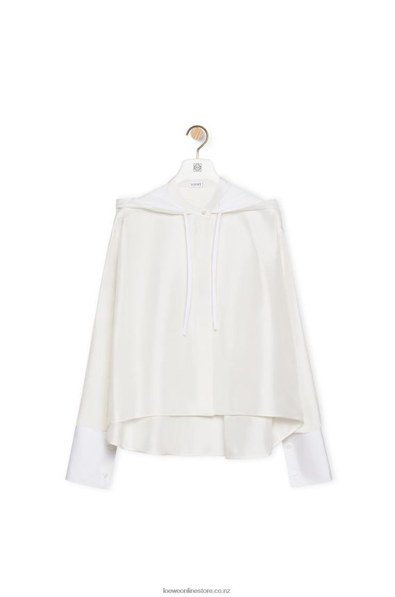 Loewe Women Hooded shirt in silk Ecru LH60R922