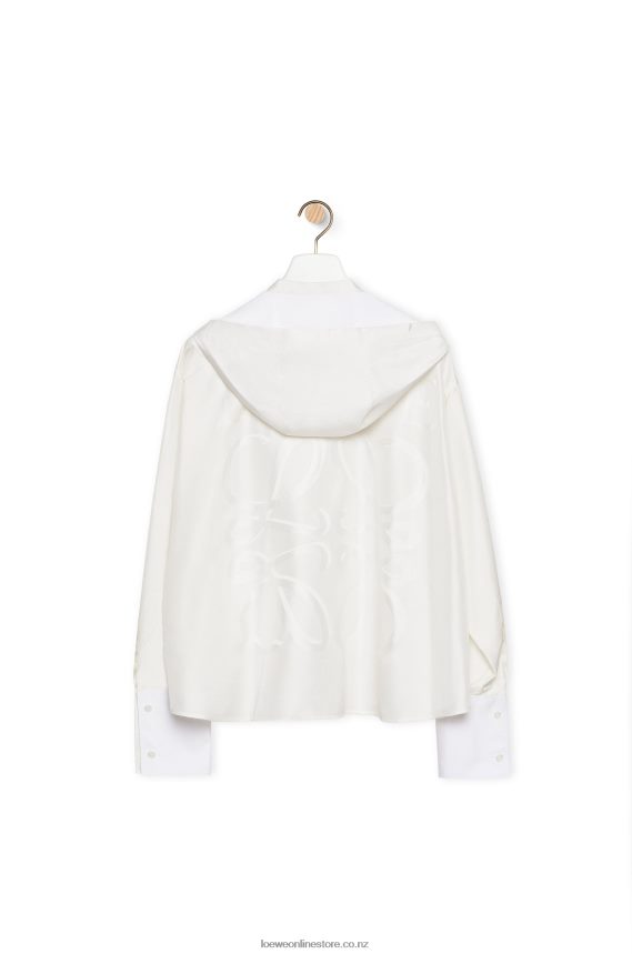 Loewe Women Hooded shirt in silk Ecru LH60R922