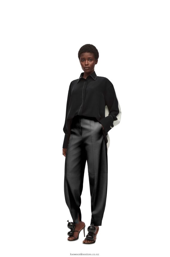 Loewe Women Tunic shirt in silk White/Black LH60R935