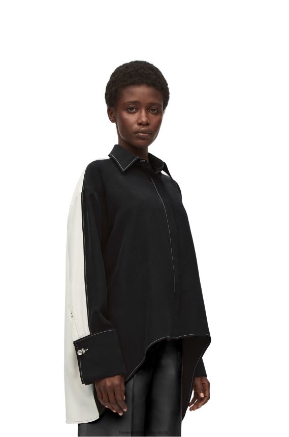 Loewe Women Tunic shirt in silk White/Black LH60R935