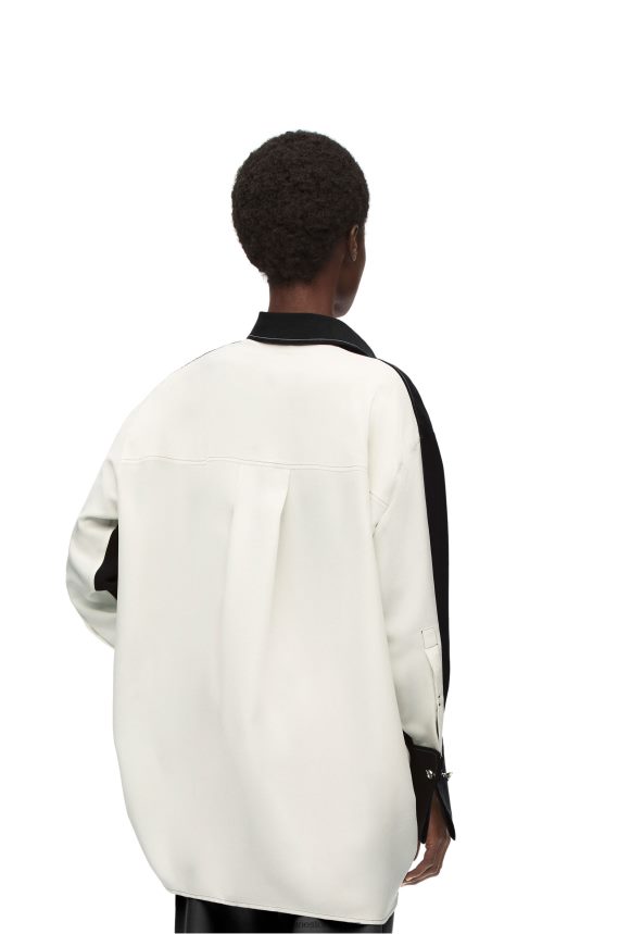 Loewe Women Tunic shirt in silk White/Black LH60R935