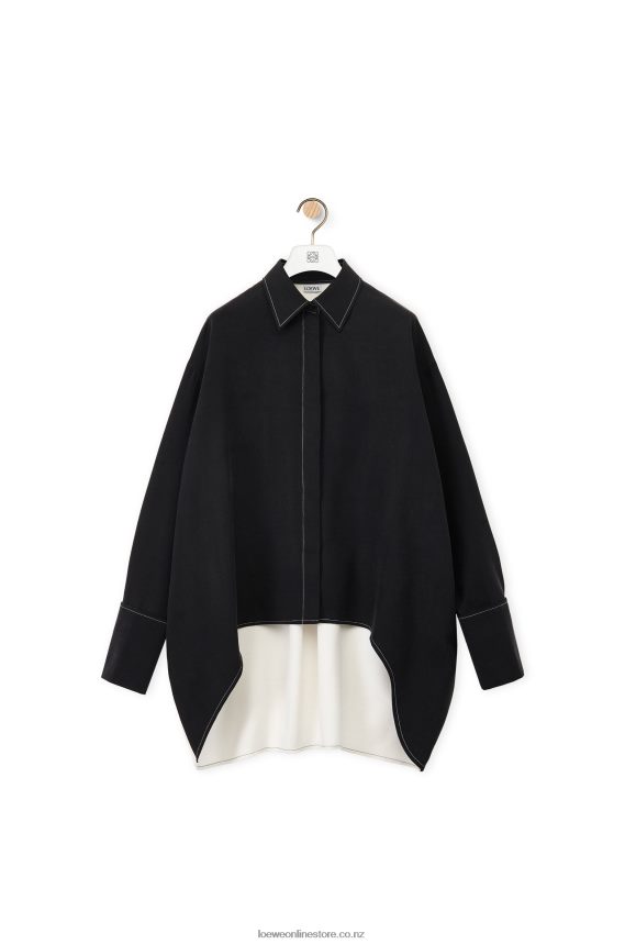 Loewe Women Tunic shirt in silk White/Black LH60R935