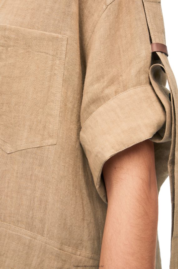 Loewe Women Workwear shirt in linen Taos Taupe LH60R863
