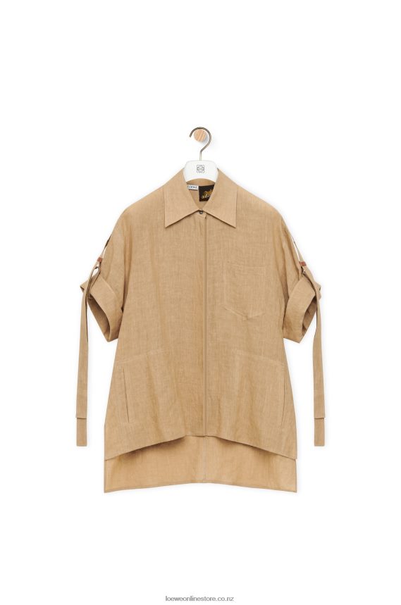 Loewe Women Workwear shirt in linen Taos Taupe LH60R863