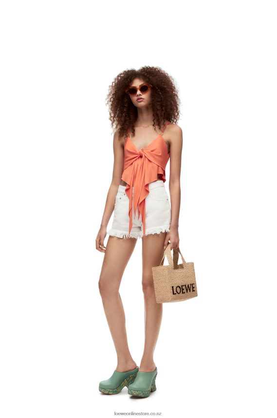 Loewe Women Anagram shorts in denim White LH60R1171