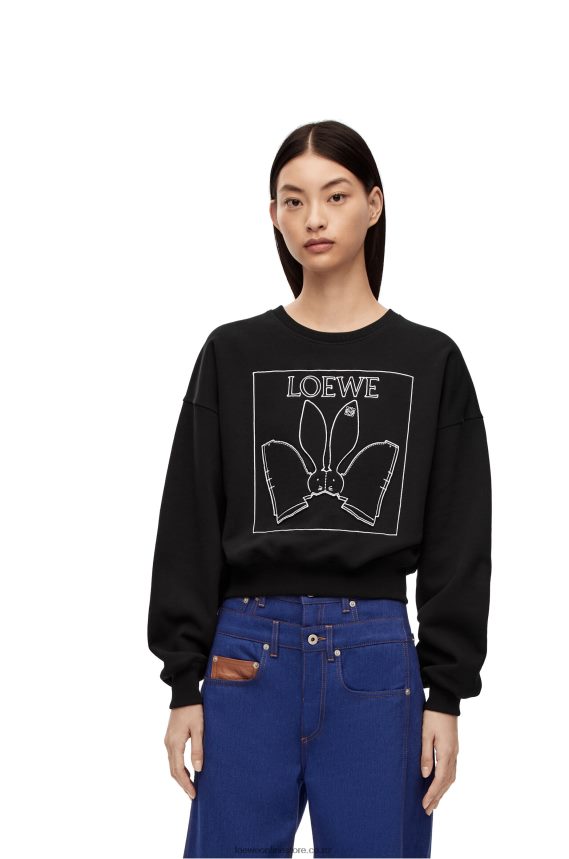Loewe Women Bunny sweatshirt in cotton Black LH60R806
