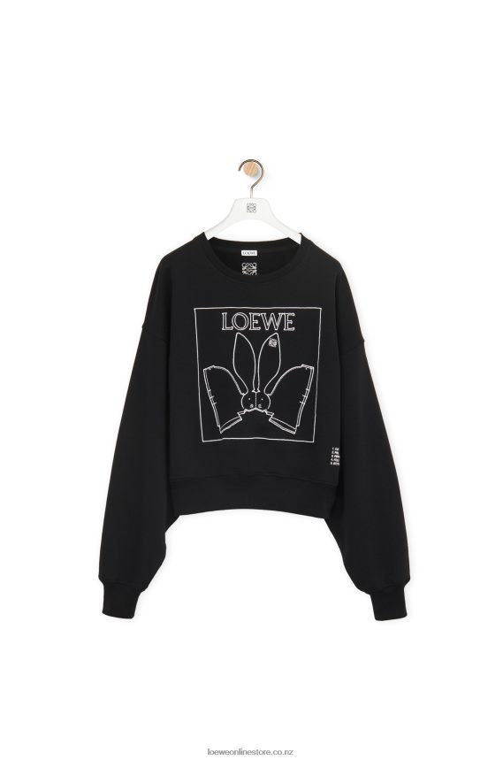 Loewe Women Bunny sweatshirt in cotton Black LH60R806