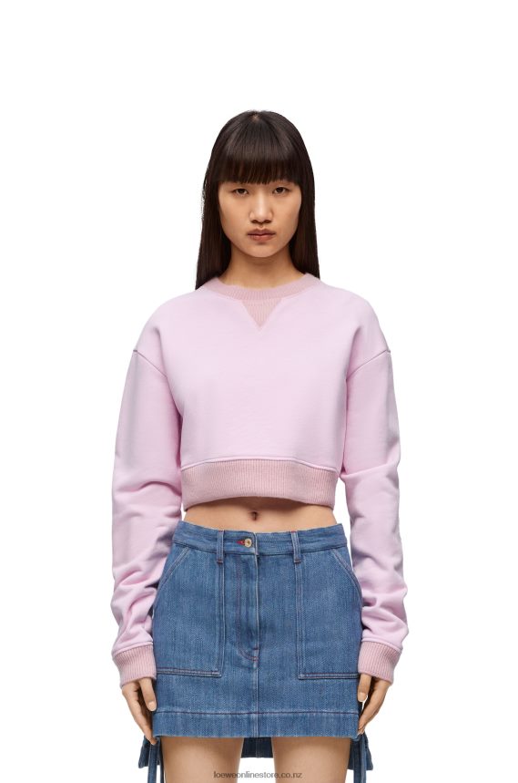 Loewe Women Cropped sweatshirt in cotton British Rose LH60R778