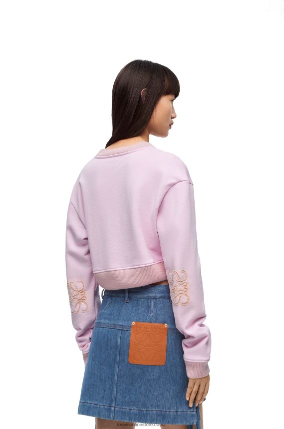 Loewe Women Cropped sweatshirt in cotton British Rose LH60R778