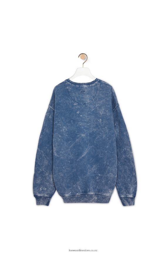 Loewe Women Elongated sweatshirt in cotton fleece Washed Denim LH60R803