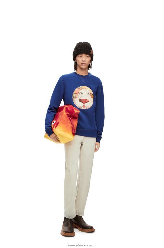 Loewe Women Heen sweatshirt in cotton Indigo Blue LH60R841