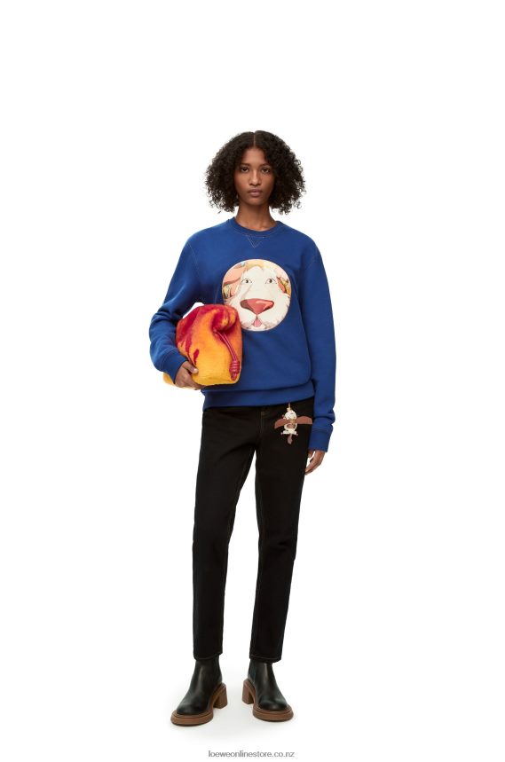 Loewe Women Heen sweatshirt in cotton Indigo Blue LH60R841