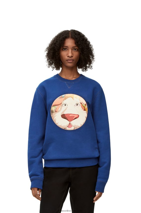 Loewe Women Heen sweatshirt in cotton Indigo Blue LH60R841