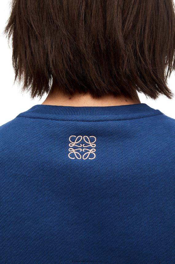 Loewe Women Heen sweatshirt in cotton Indigo Blue LH60R841