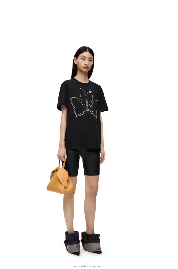 Loewe Women Bunny T-shirt in cotton Black LH60R809