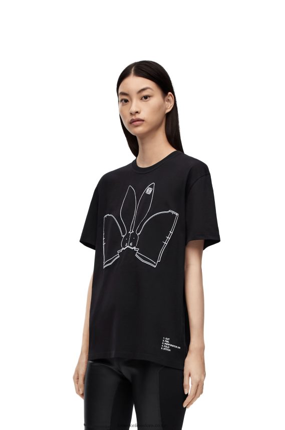 Loewe Women Bunny T-shirt in cotton Black LH60R809