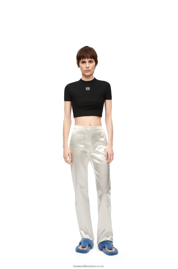 Loewe Women Cropped top in cotton Black LH60R888