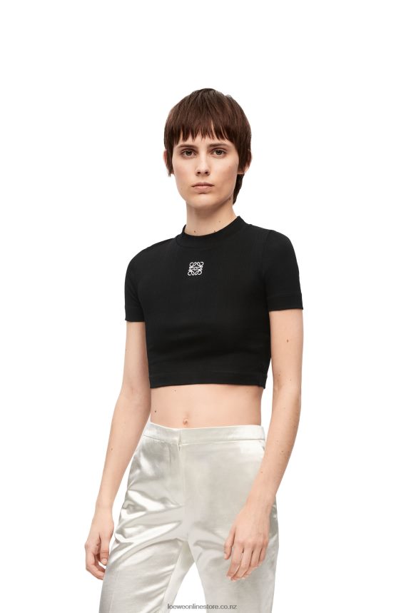 Loewe Women Cropped top in cotton Black LH60R888