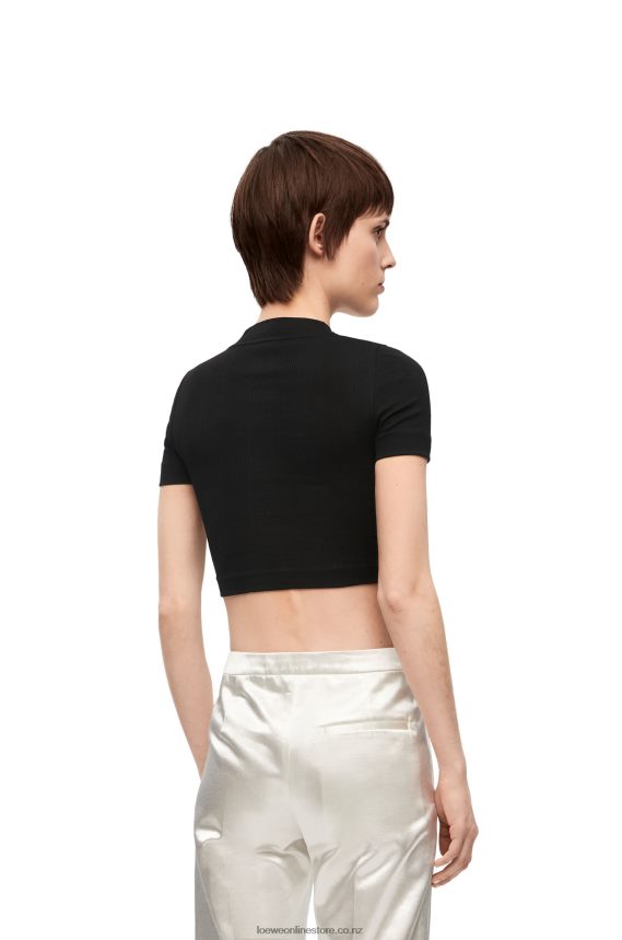 Loewe Women Cropped top in cotton Black LH60R888