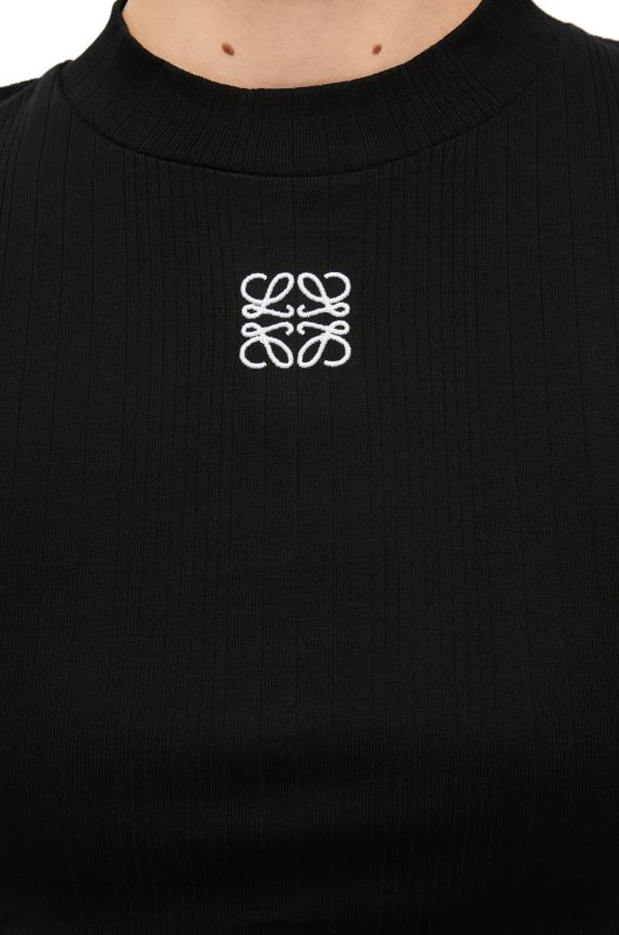 Loewe Women Cropped top in cotton Black LH60R888