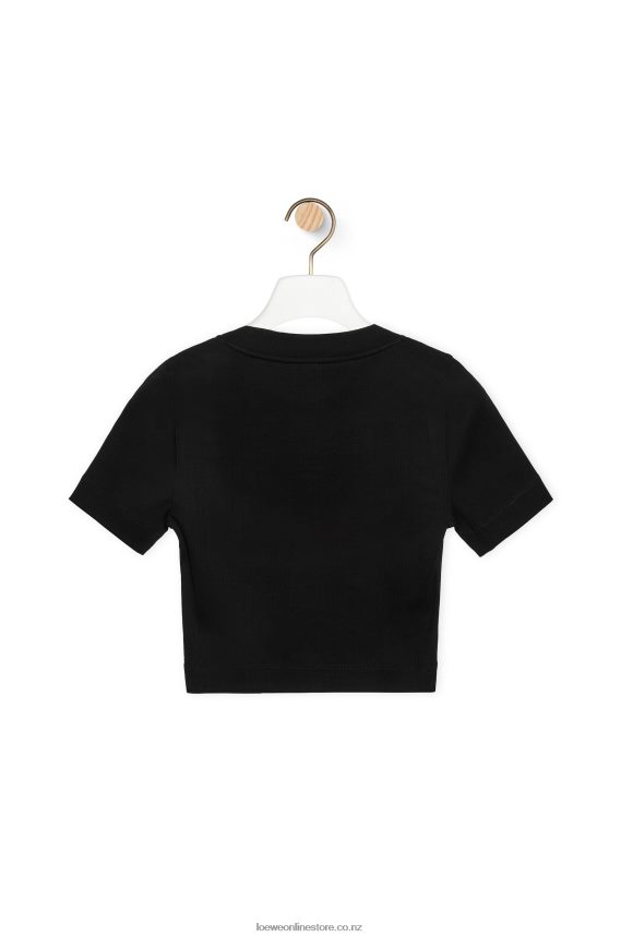 Loewe Women Cropped top in cotton Black LH60R888