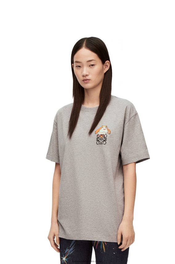 Loewe Women Heen Anagram T-shirt in cotton Grey Melange LH60R846