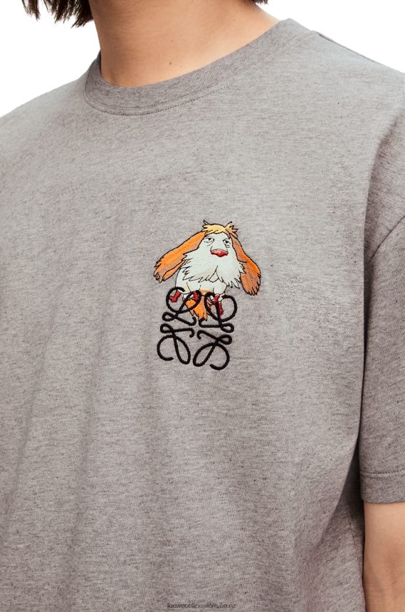 Loewe Women Heen Anagram T-shirt in cotton Grey Melange LH60R846