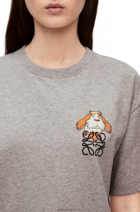 Loewe Women Heen Anagram T-shirt in cotton Grey Melange LH60R846