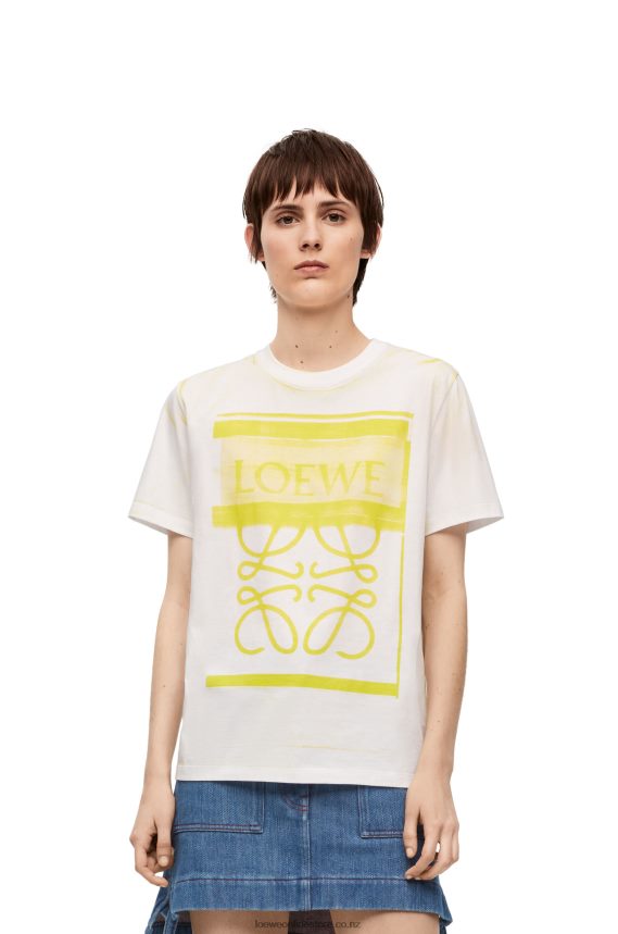 Loewe Women Regular fit T-shirt in cotton White/Yellow LH60R772