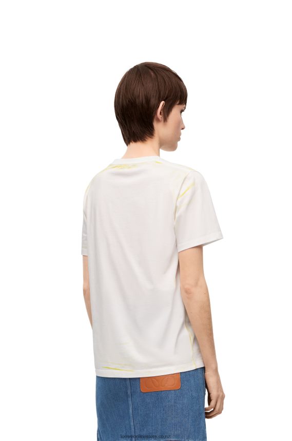 Loewe Women Regular fit T-shirt in cotton White/Yellow LH60R772