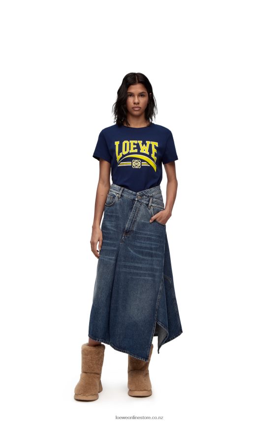 Loewe Women T-shirt in cotton Deep Blue LH60R837