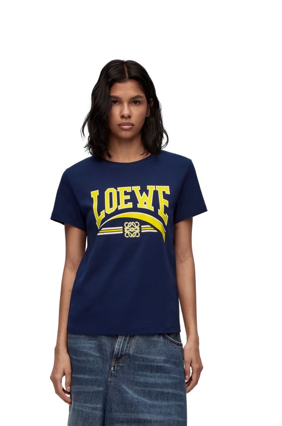Loewe Women T-shirt in cotton Deep Blue LH60R837
