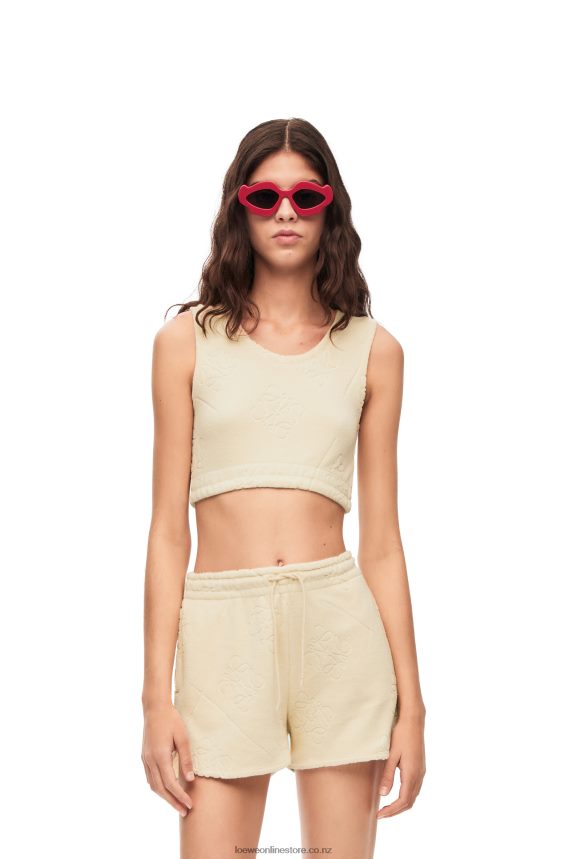 Loewe Women Anagram jacquard top in cotton Ecru LH60R862