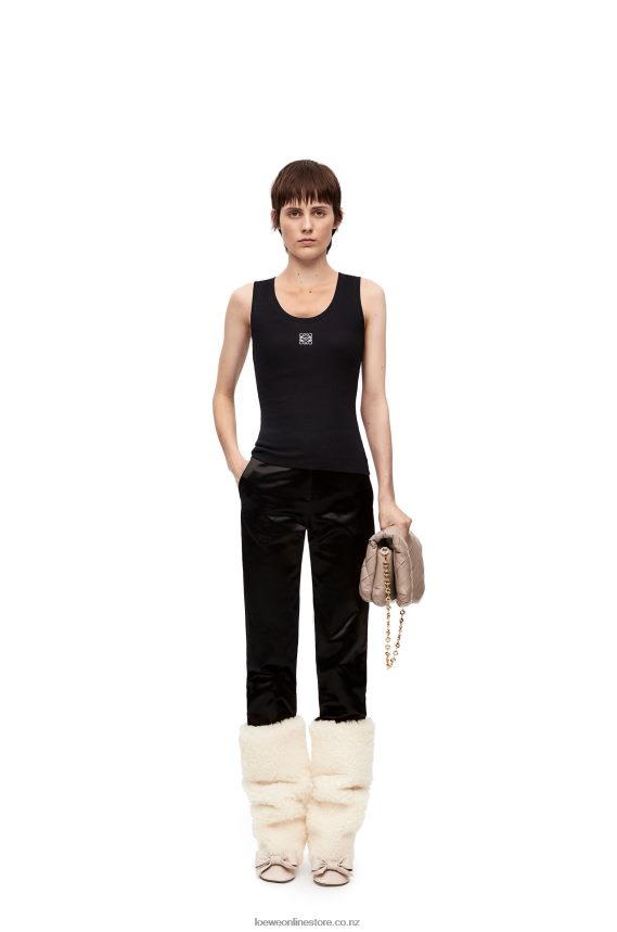 Loewe Women Anagram tank top in cotton Black LH60R902