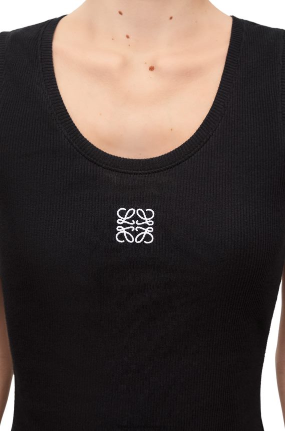 Loewe Women Anagram tank top in cotton Black LH60R902