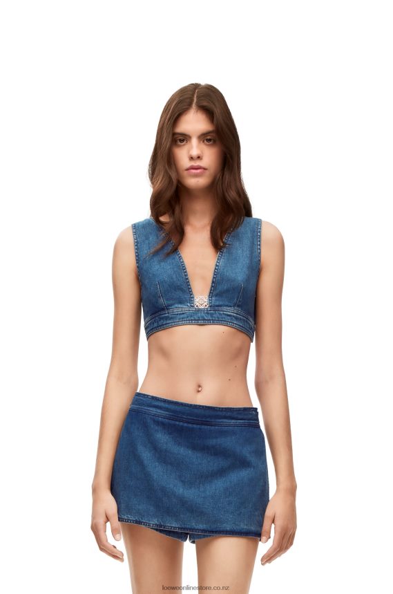 Loewe Women Anagram top in denim Medium Blue LH60R878