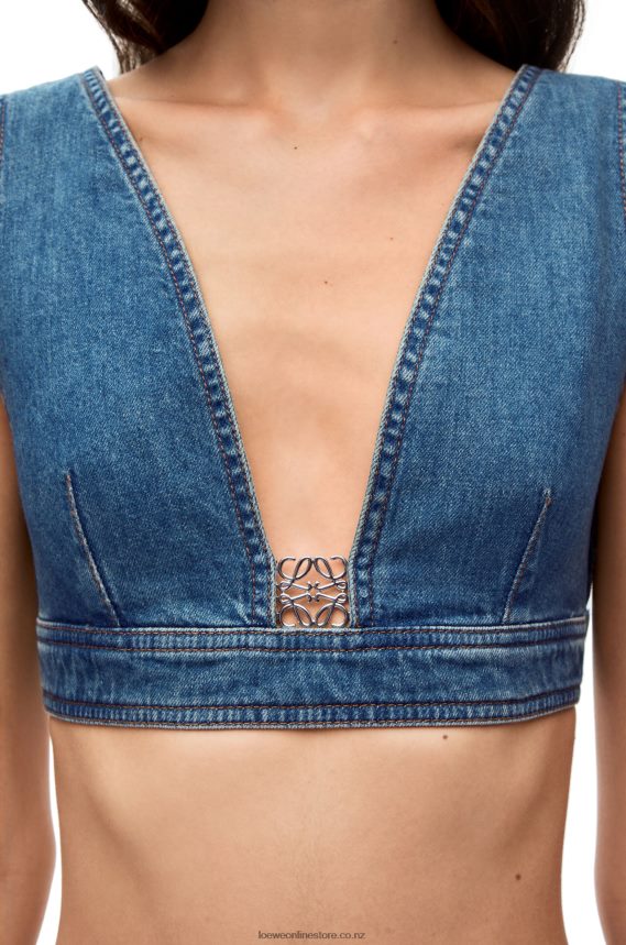 Loewe Women Anagram top in denim Medium Blue LH60R878