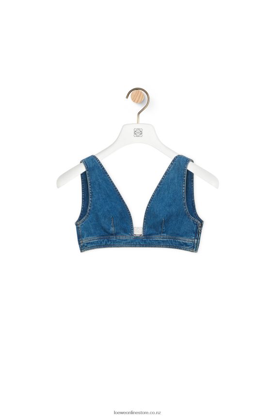 Loewe Women Anagram top in denim Medium Blue LH60R878